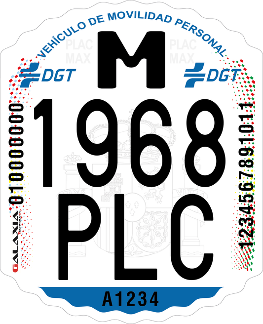 Matrícula DGT homologada para patinete eléctrico - Placa identificativa VMP